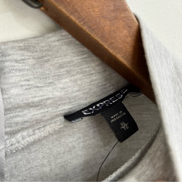 Express Gray Cozy Stretch Jersey Knit Belted Puff Sleeve Lounge Jumpsuit XL - Picture 11 of 14